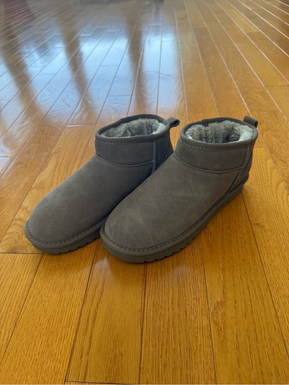 Women's Cozy Suede Ankle Booties in Gray with Plush Lining